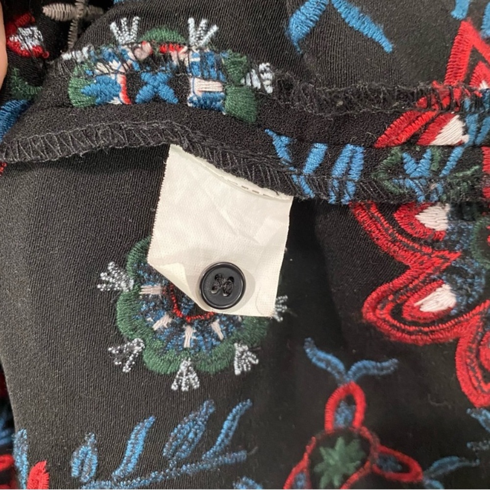 Zara Midi Floral Runways Fav Embroidered Long Sleeves Black Dress M - Picture 9 of 13